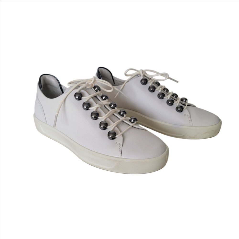 Ecco White and Black Women's Sneakers - Picture 2 of 11